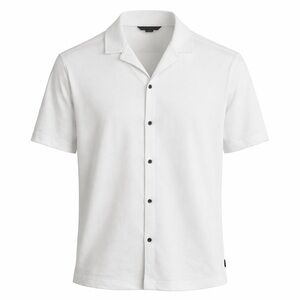 John Varvatos Short Sleeve Button-Up Shirt, White, Size Medium